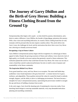 The Journey of Garry Dhillon and the Birth of Grey Heron
