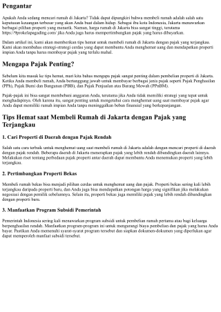 Tips Hemat saat Membeli Rumah di Jakarta dengan Pajak yang Terjangkau