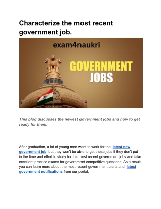characterize the most recent government job