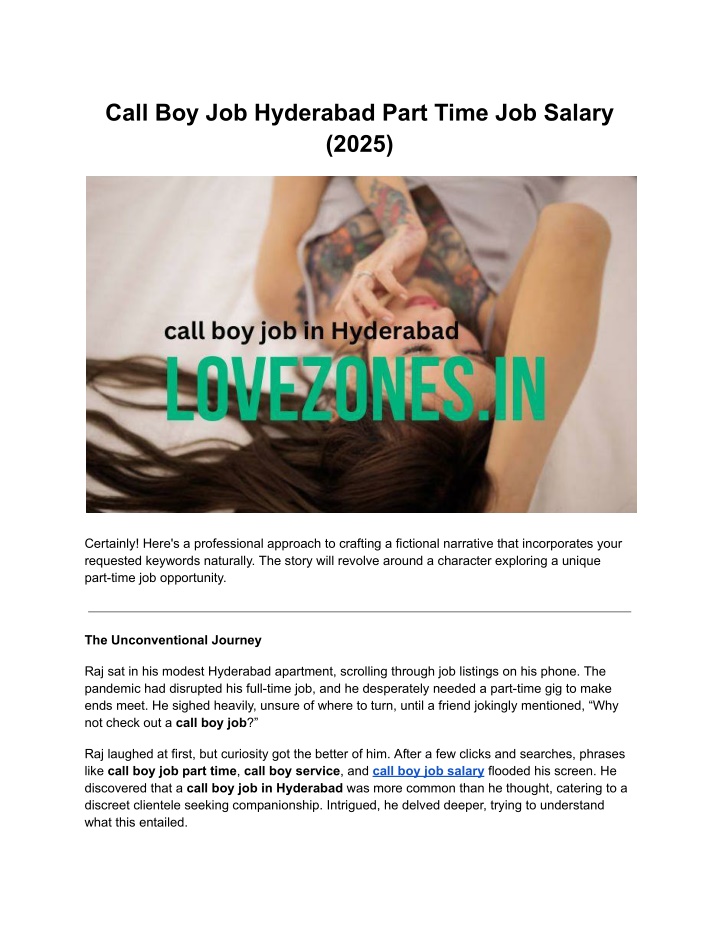 call boy job hyderabad part time job salary 2025