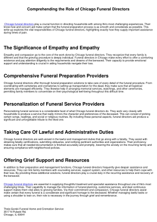 Understanding the Role of Chicago Funeral Directors