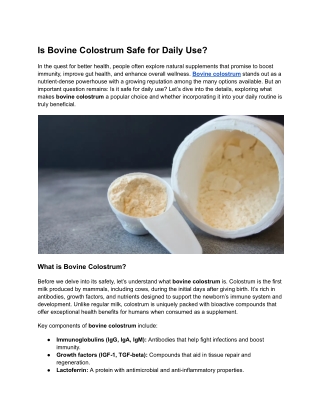 is bovine colostrum safe for daily use