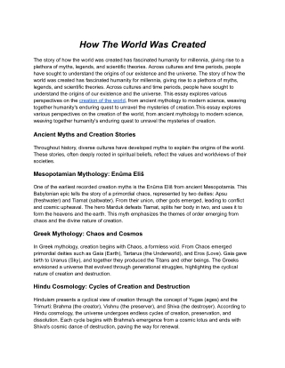 how the world was created