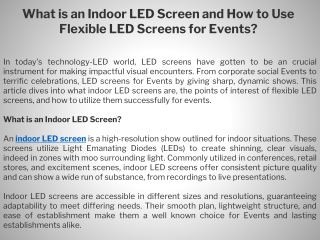 What is an Indoor LED Screen and How to Use Flexible LED Screens for Events?