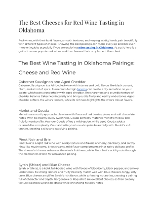 The Best Cheeses for Red Wine Tasting in Oklahoma