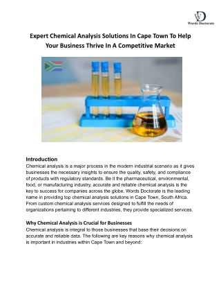 Expert Chemical Analysis Solutions In Cape Town To Help Your Business Thrive In A Competitive Market