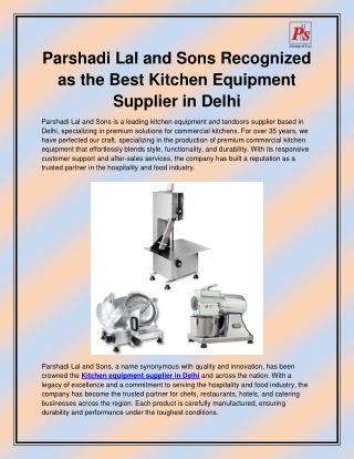 Kitchen equipment supplier in Delhi