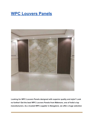 Right WPC and HPL Suppliers in Bangalore for Your Exterior Needs