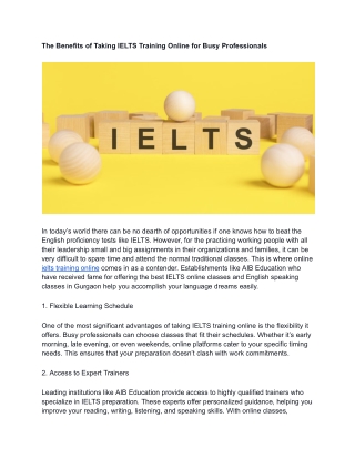 The Benefits of Taking IELTS Training Online for Busy Professionals