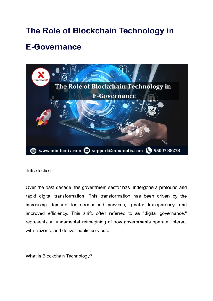 the role of blockchain technology in