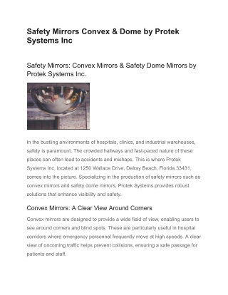 Safety Mirrors Convex & Dome by Protek Systems Inc