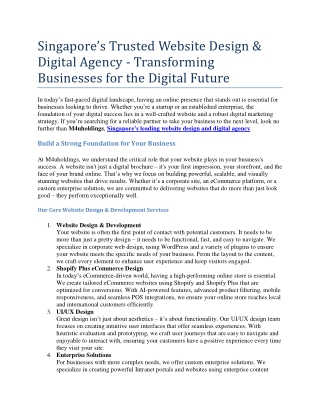Singapore’s Trusted Website Design & Digital Agency - Transforming Businesses for the Digital Future