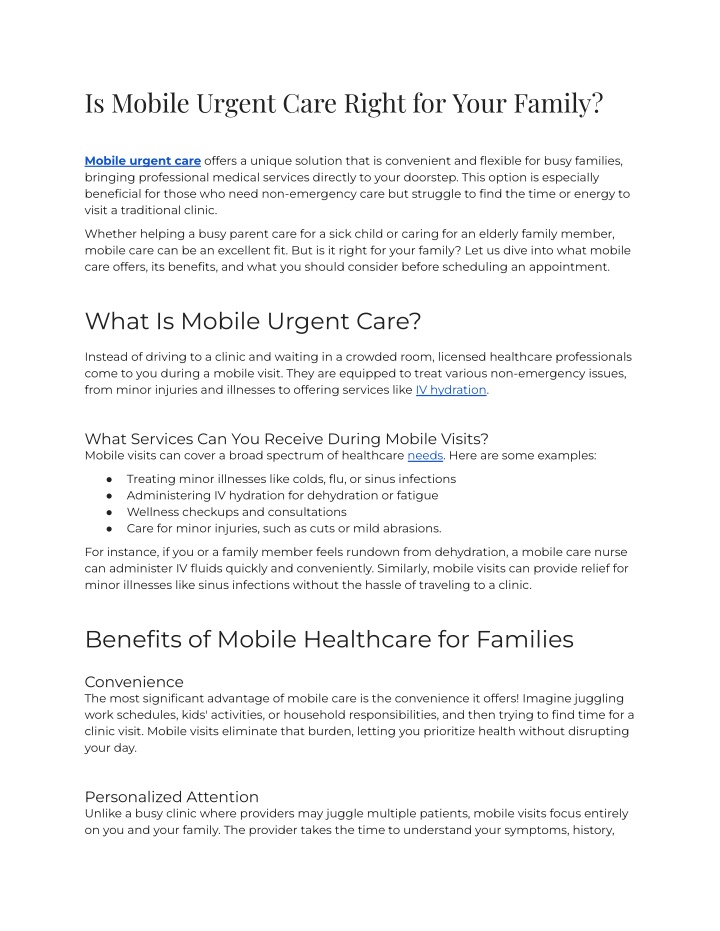 is mobile urgent care right for your family