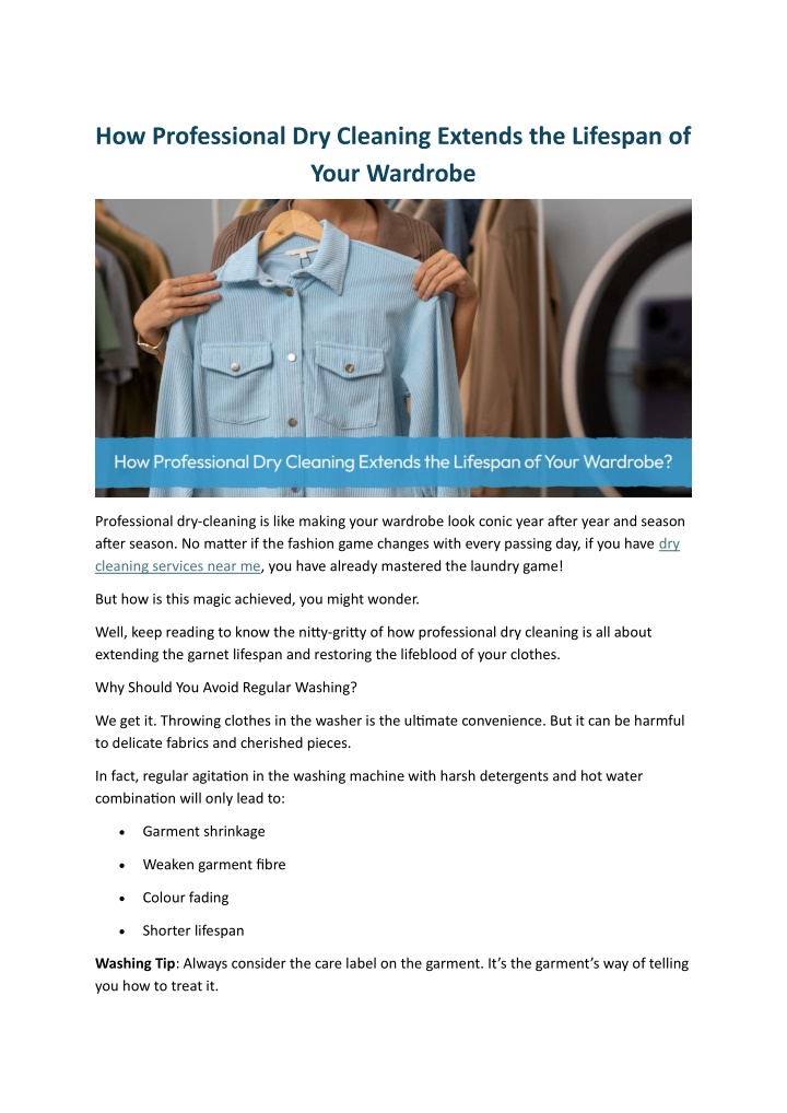 how professional dry cleaning extends