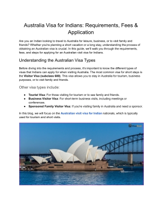 Easy Steps to Get an Australian Visit Visa for Indians | Visaroot