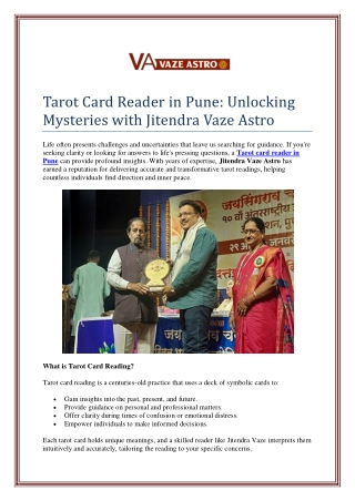 Tarot Card Reader in Pune: Unlocking Mysteries with Jitendra Vaze Astro