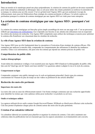 La création de contenu stratégique par une Agence SEO : pourquoi c'est vital ?