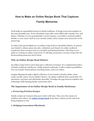 How to Make an Online Recipe Book That Captures Family Memories