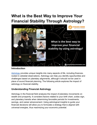 What is the Best Way to Improve Your Financial Stability Through Astrology
