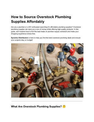 how to source overstock plumbing supplies