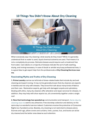 10 Things You Didn’t Know About Dry Cleaning