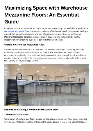 Maximizing Space with Warehouse Mezzanine Floors An Essential Guide