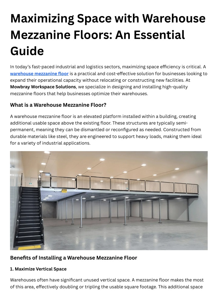 maximizing space with warehouse mezzanine floors