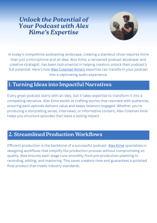 Unlock the Potential of Your Podcast with Alex Kime’s Expertise