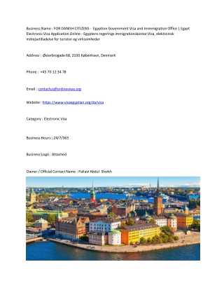 FOR DANISH CITIZENS -  Egyption Government Visa and Immmigration Office | Egypt