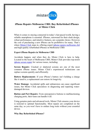 Get iPhone Repairs Melbourne CBD - Mister Click