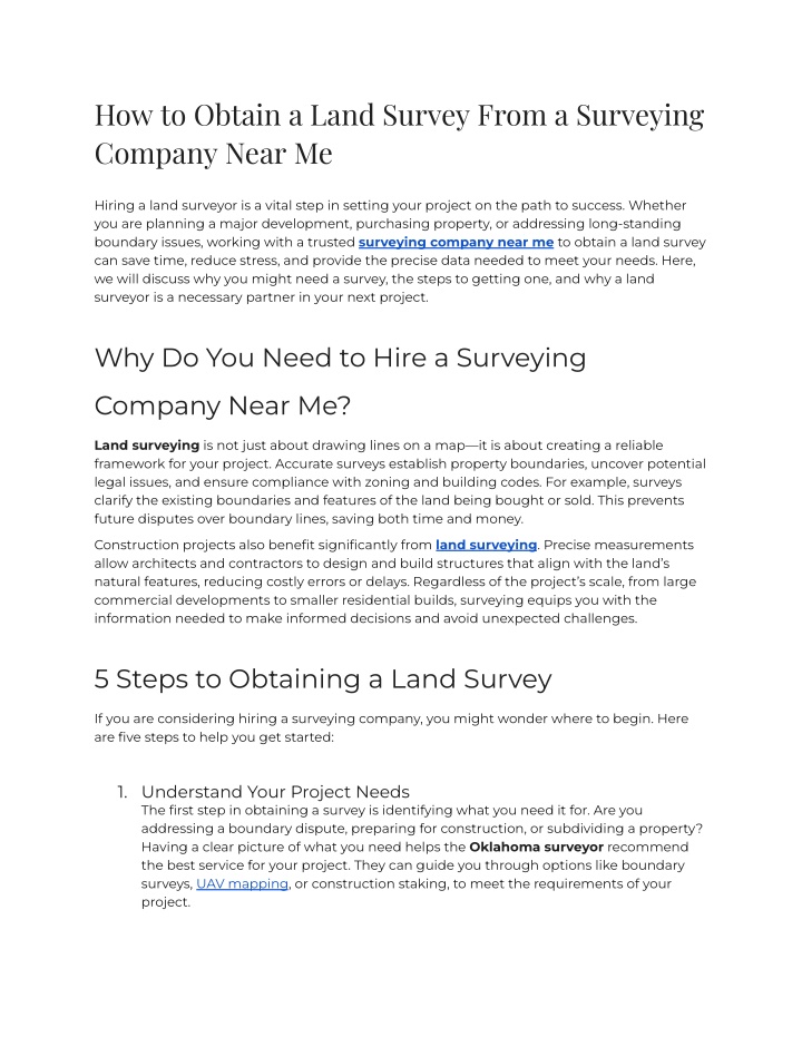 how to obtain a land survey from a surveying