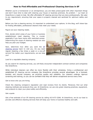 how to find affordable and professional cleaning