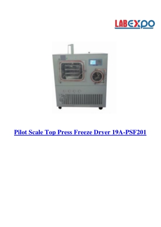 Pilot Scale Top Press Freeze Dryer 19A-PSF201