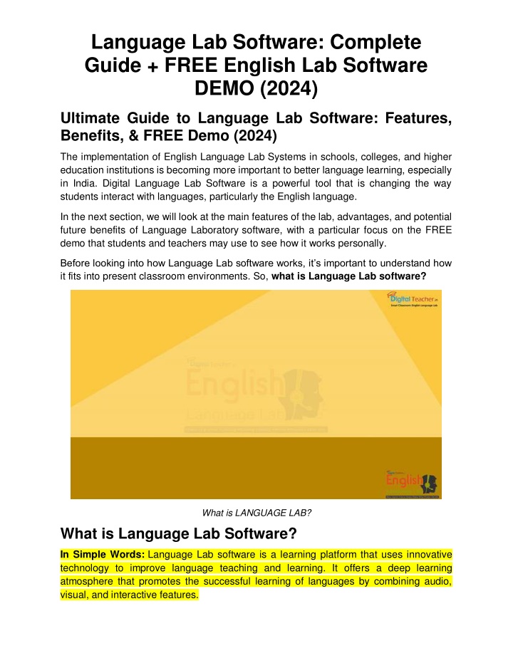 language lab software complete guide free english