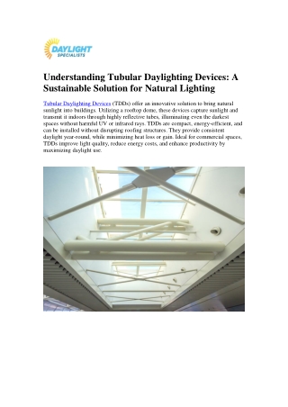 Understanding Tubular Daylighting Devices A Sustainable Solution for Natural Lighting