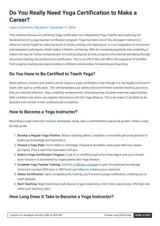 Is Yoga Certification Necessary for a Successful Teaching Career?