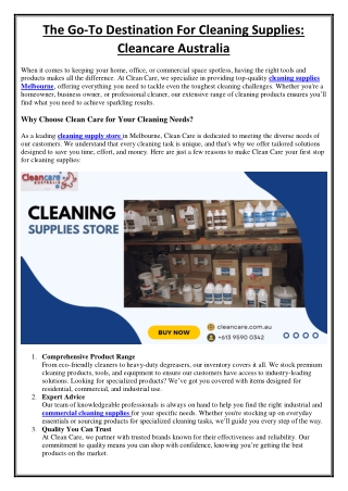 The Go-To Destination for Cleaning Supplies - Cleancare