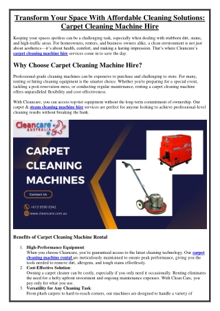 Transform Your Space With Affordable Cleaning Solutions Carpet Cleaning Machine Hire