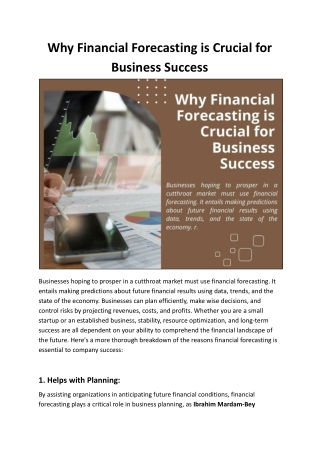 Ibrahim Mardam-Bey on Why Financial Forecasting Drives Business Success