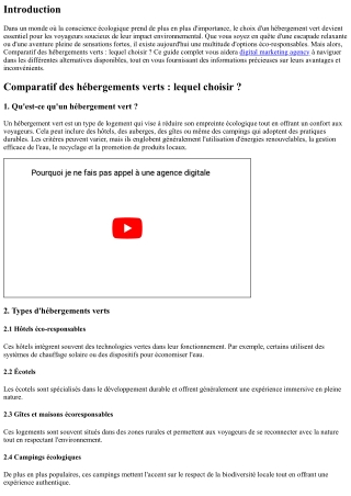 Comparatif des hébergements verts : lequel choisir ?