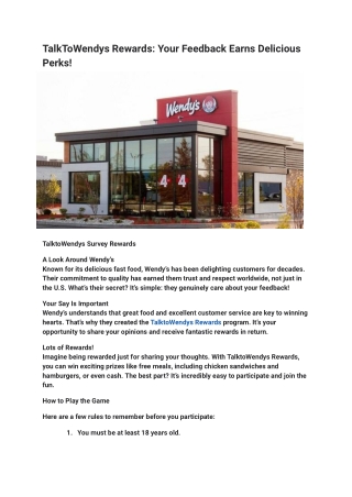 talktowendys rewards your feedback earns