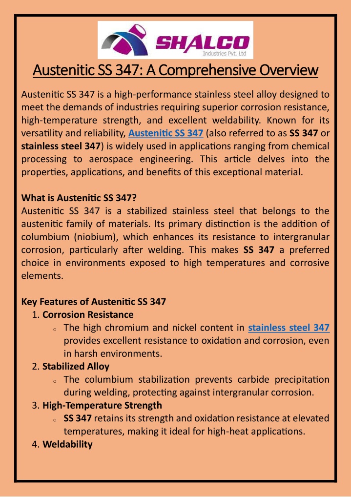 austenitic ss 347 a comprehensive overview