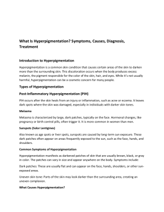 what is hyperpigmentation symptoms causes
