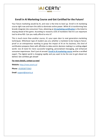 Enroll in AI Marketing Course and Get Certified for the Future!