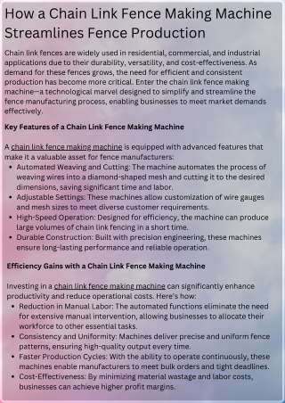 how a chain link fence making machine streamlines