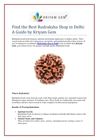 Find the Best Rudraksha Shop in Delhi: A Guide by Kriyam Gem