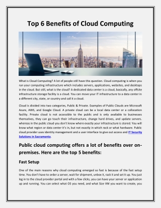 Top 6 Benefits of Cloud Computing