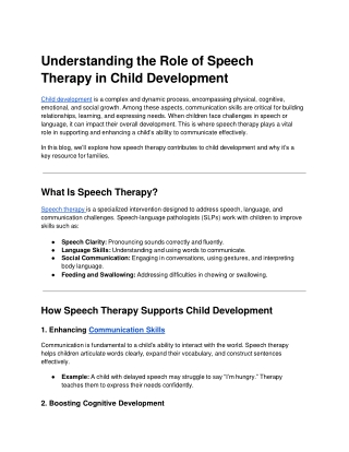 Understanding the Role of Speech Therapy in Child Development