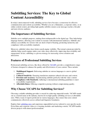 subtitling services the key to global content