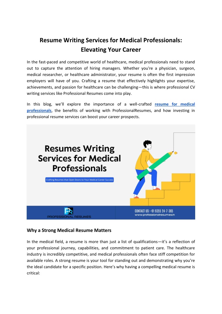 resume writing services for medical professionals